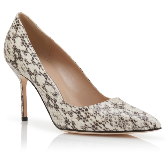 Manolo Blahnik Grey White Snake Reptile Heel sz 39 / 8.5 - Picture 1 of 14